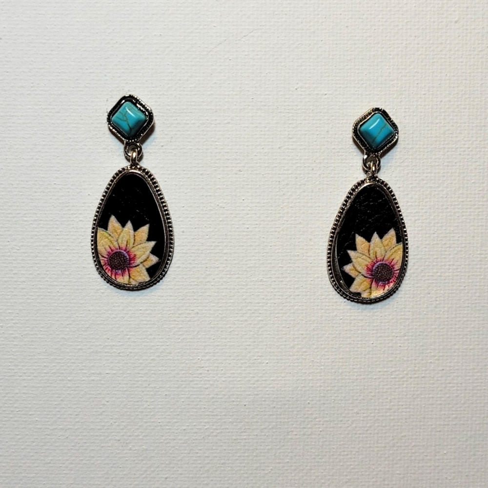 Boutique Sunflower Black Earrings